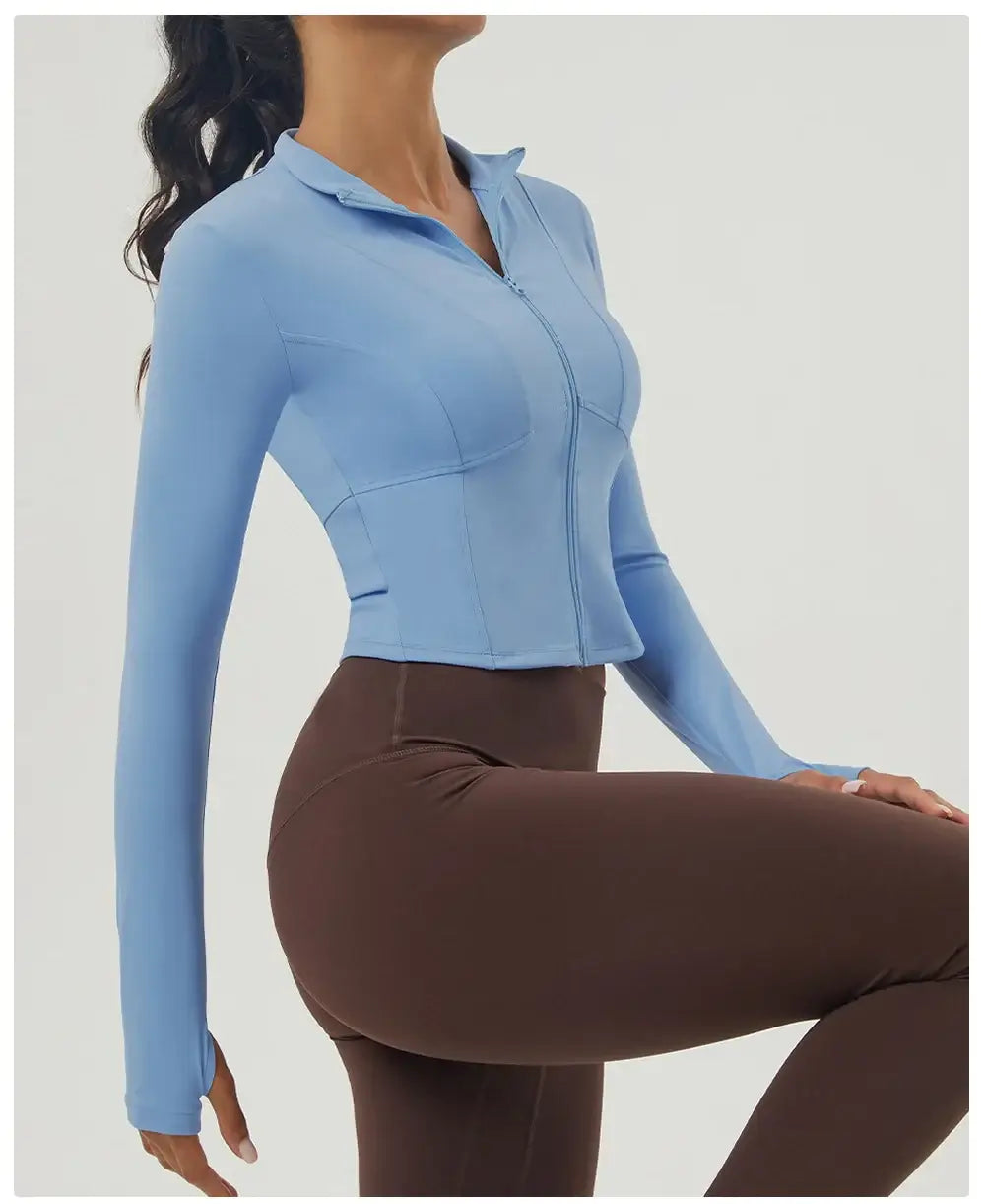 Women Slim Fit Zipper Yoga Top Jacket