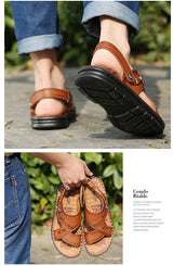 Men Leather Buckle Casual Sandals