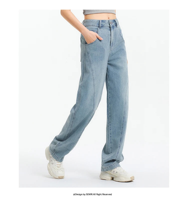 Women Curved Hem Loose Tapered Pants