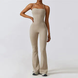 Women Backless Flared Yoga Jumpsuit