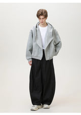 Slant Zipper Hooded Cardigan Jacket