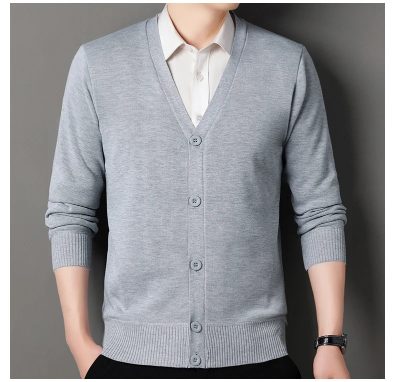 Men V-Neck Knit Cardigan