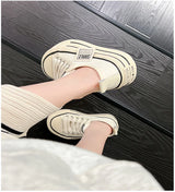 Women Canvas Shoes Black White Platform Sneakers