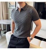 Men Polo Collar Slim Fit Knit Sweater