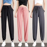 Women Ice Silk Drawstring Pants