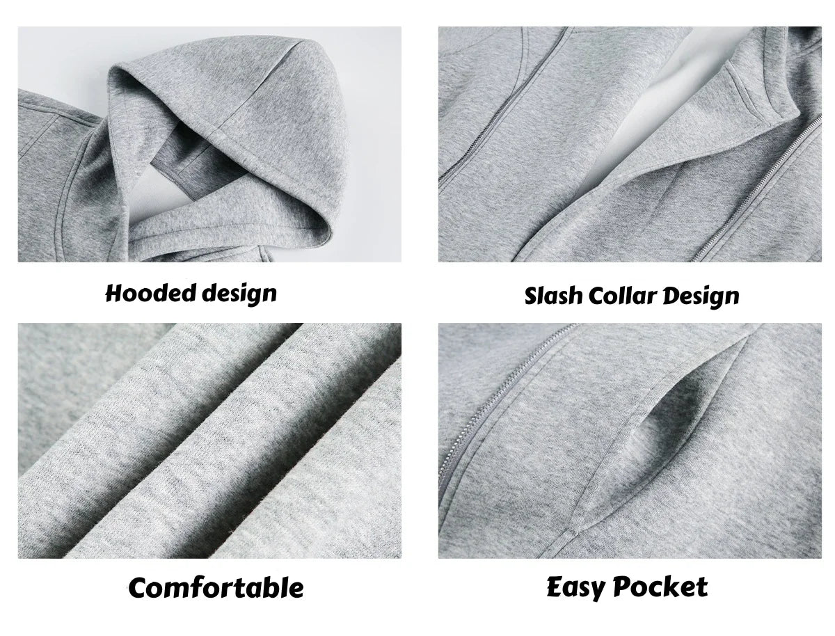 Slant Zipper Hooded Cardigan Jacket
