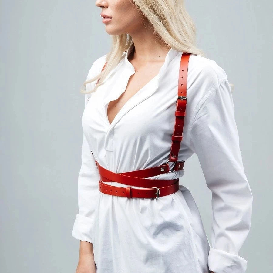 Women Red Harness Corset