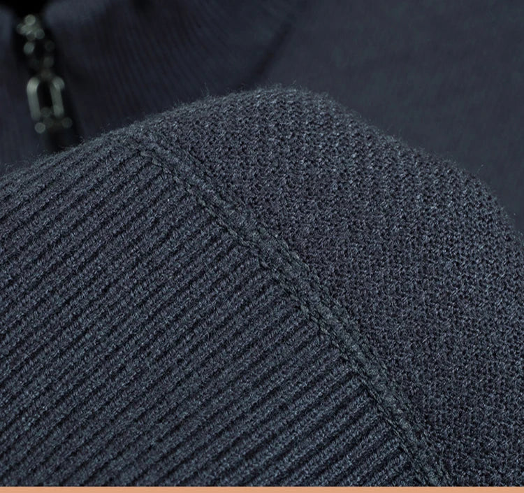 Men Half Zip Velvet Knit Sweater