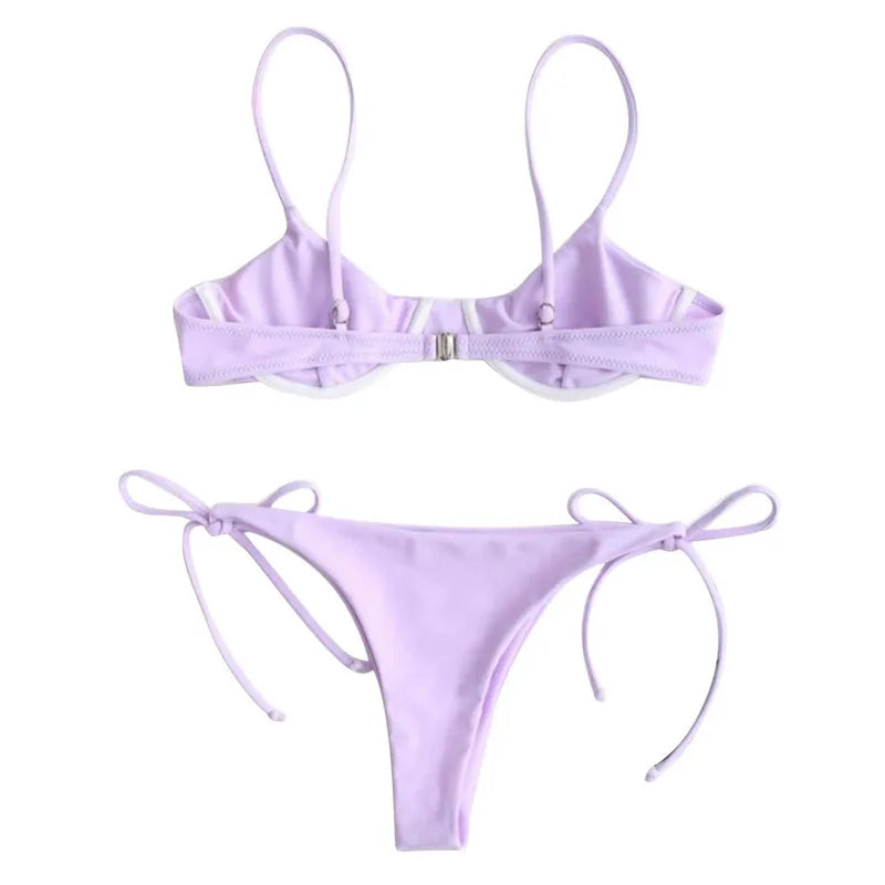 Split V-Neck Bikini Set