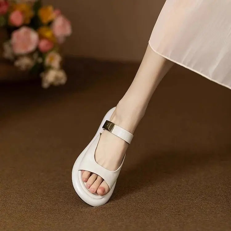 Women Minimalist White Slide Sandals