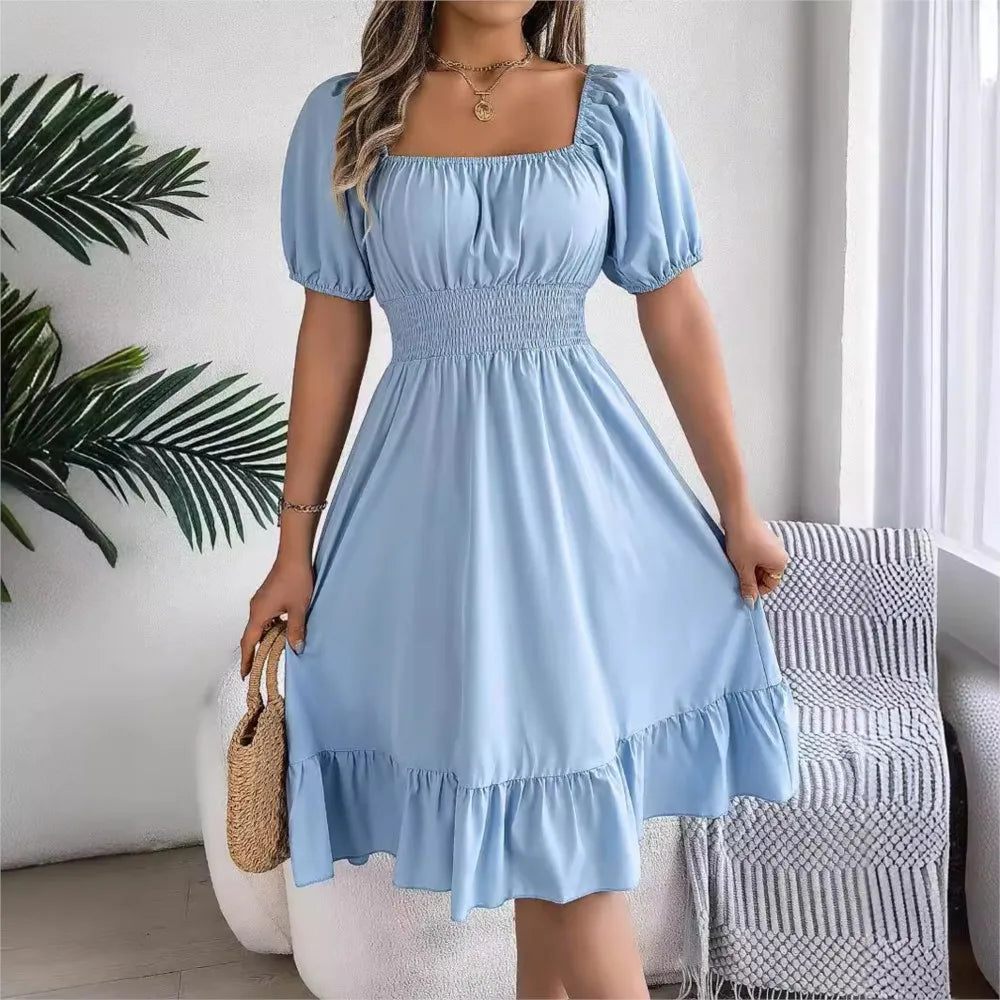 Women Square Neck Summer Dress