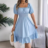 Women Square Neck Summer Dress