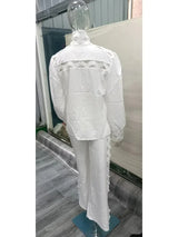 Plus Size Hollow Out Pants Set