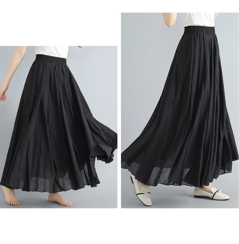 Women Linen Maxi Skirt