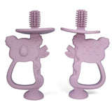Baby teether gloves in cute koala design, made from soft, non-toxic silicone for soothing teething pain.