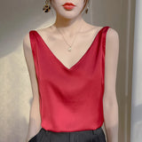 Office Lady V‑Neck Casual Tank Top