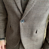 Men Plaid 3-Piece Business Suit