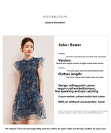 LOUIS YAO Sparkling Dress in floral design with flounced edge, perfect summer outfit for women.