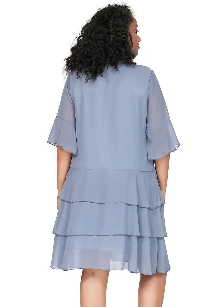 Women Tiered A-Line Chiffon Dress