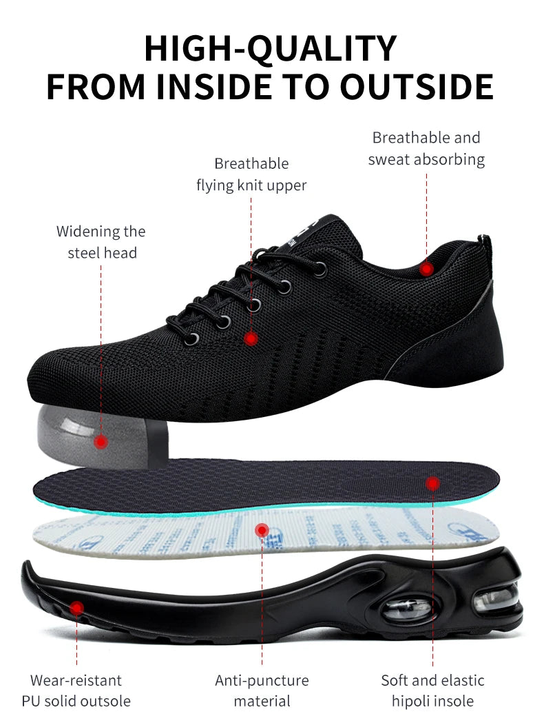 Unisex Breathable Steel Toe Safety Shoes