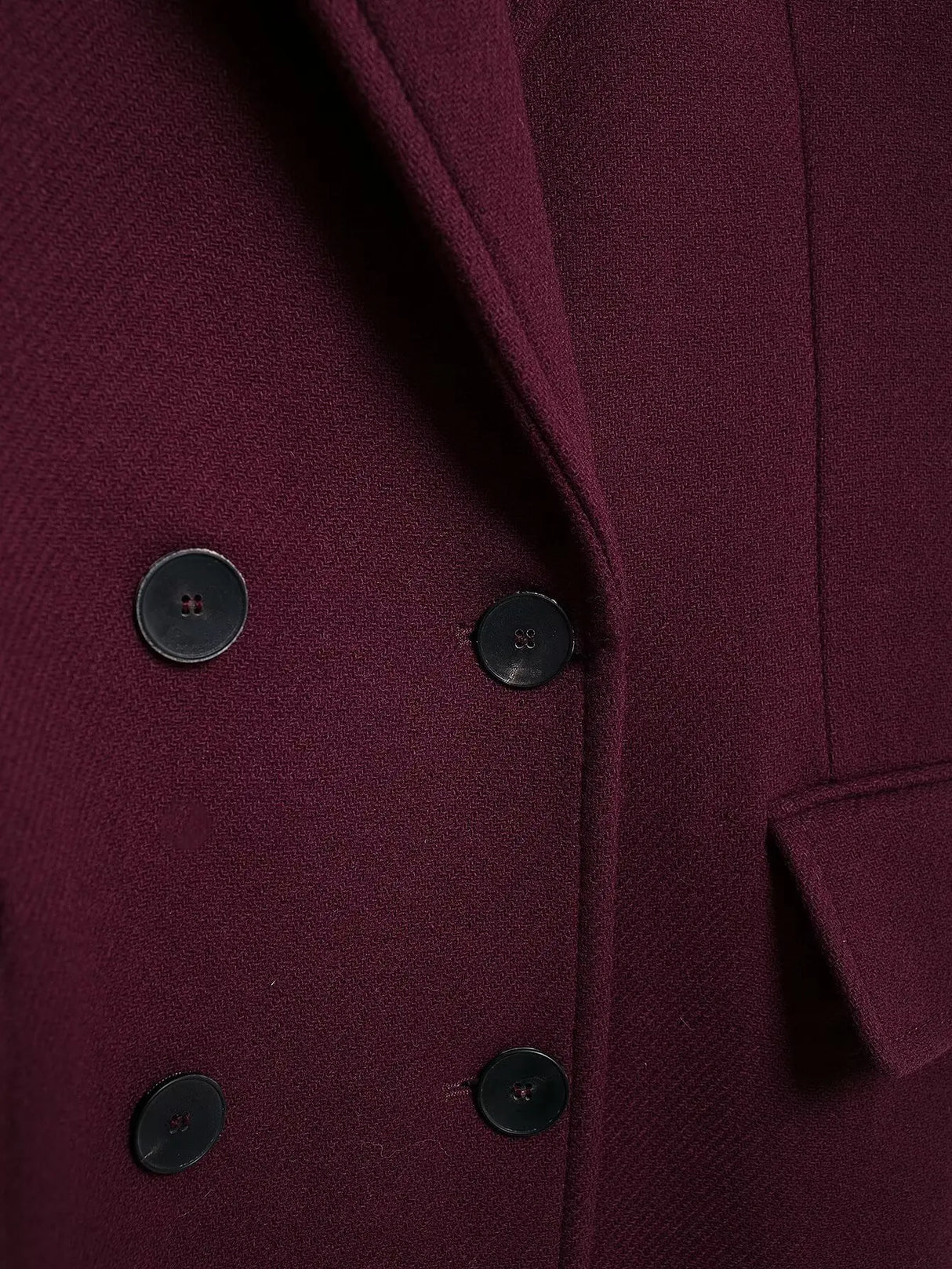 Burgundy Woolen Double Breasted Winter Coat