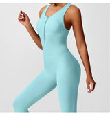 Seamless Peach Booty One-Piece Yoga Bodysuit – V-Back Tummy Control