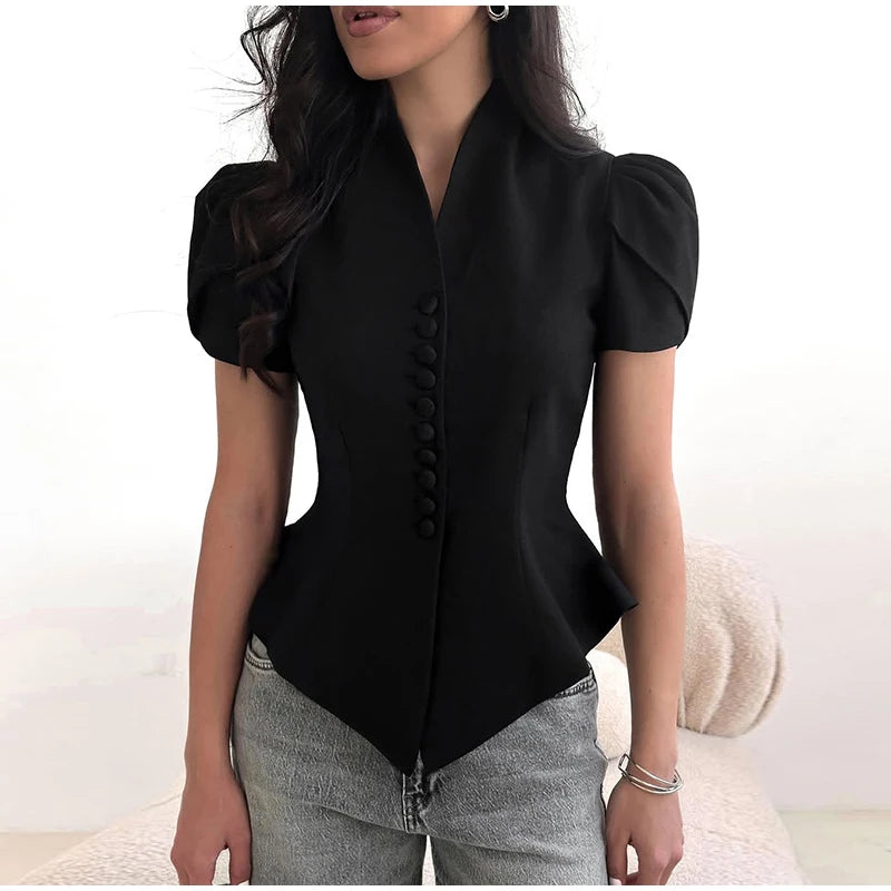Elegant Women's Slim Waist Blazer Coat
