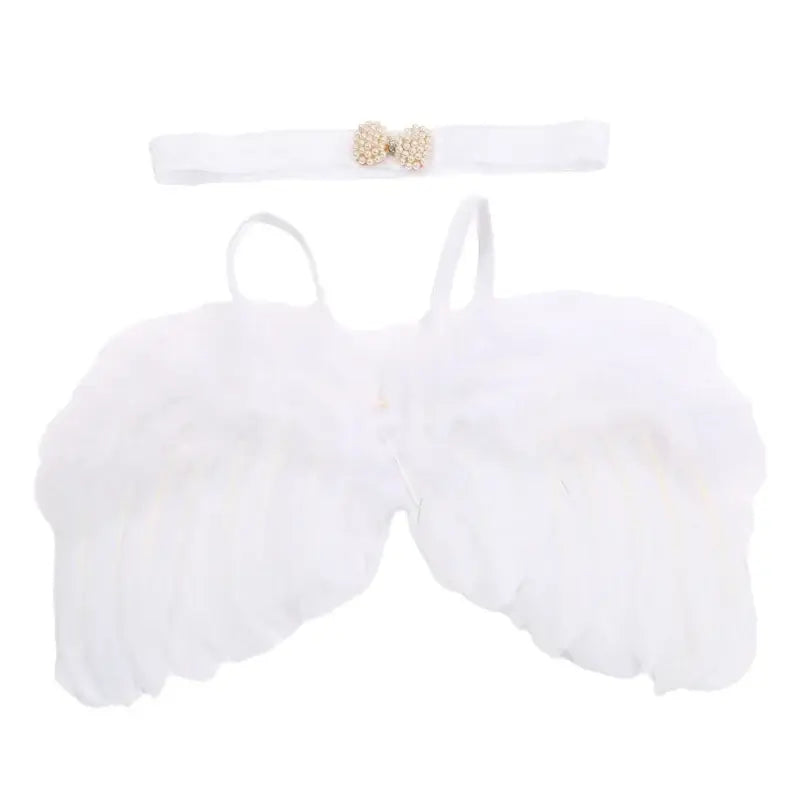 Baby angel wing photography prop set with headband for newborn photo shoots, unisex costume accessory.