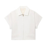 Lapel Zip Wide Leg Pant Set