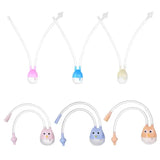 Colorful mouth suction nasal aspirators for newborns, featuring cartoon designs and silicone material.