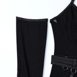 Women Mesh Splicing Suspender Jumpsuit