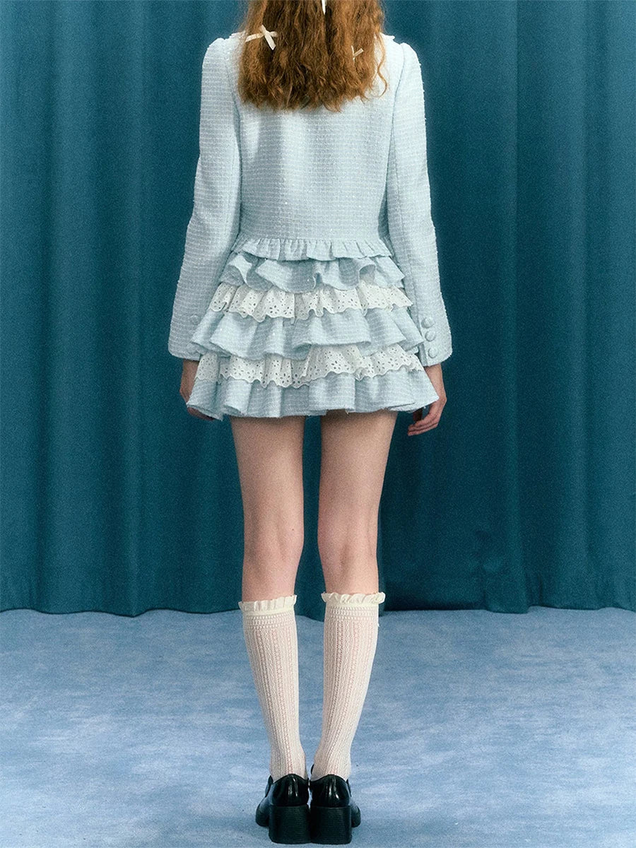 Women Tartan Lace Mini Skirt