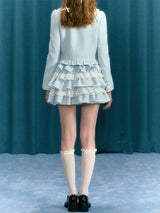 Women Tartan Lace Mini Skirt