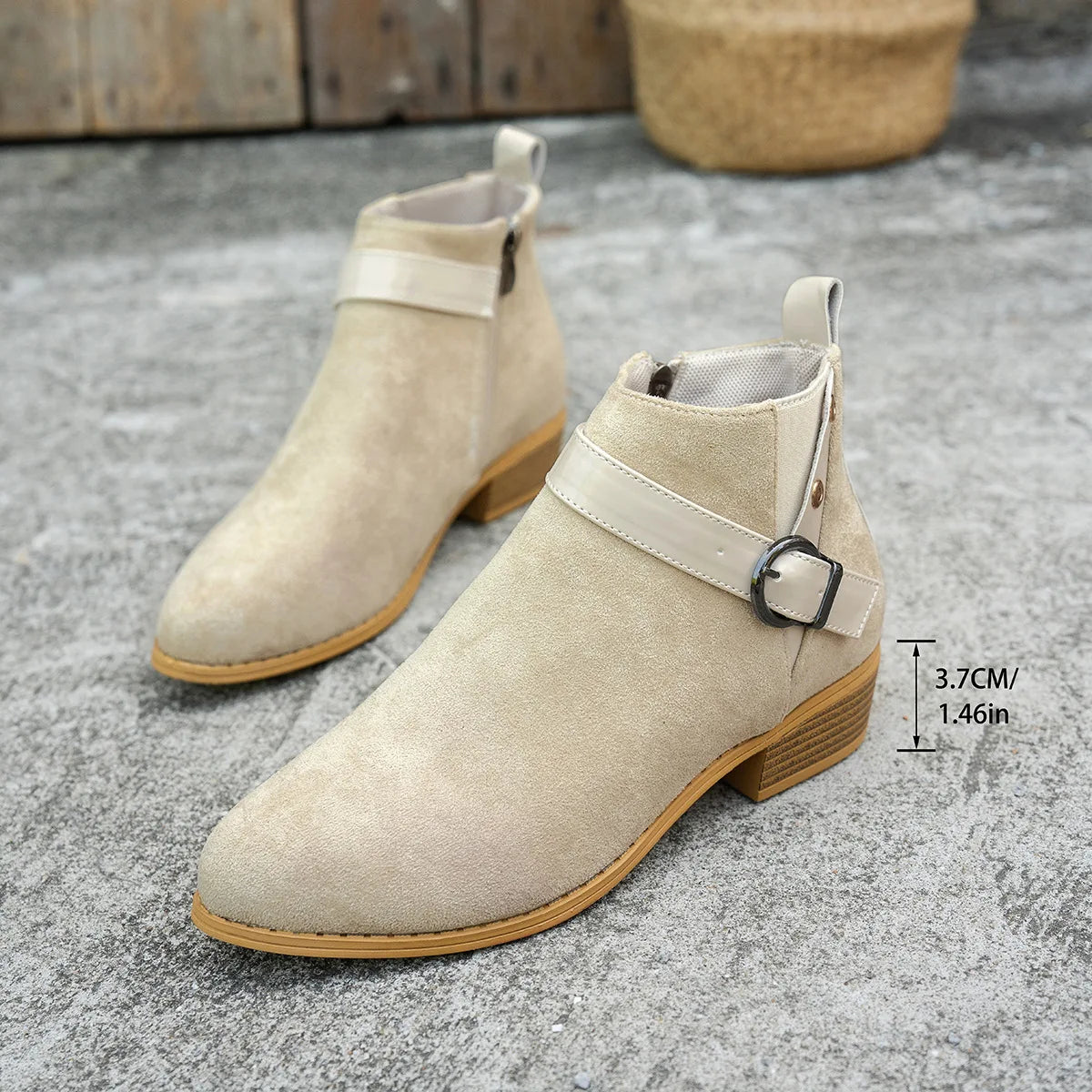 Women Retro Suede Chelsea Ankle Boots – Side Zipper Short Boots