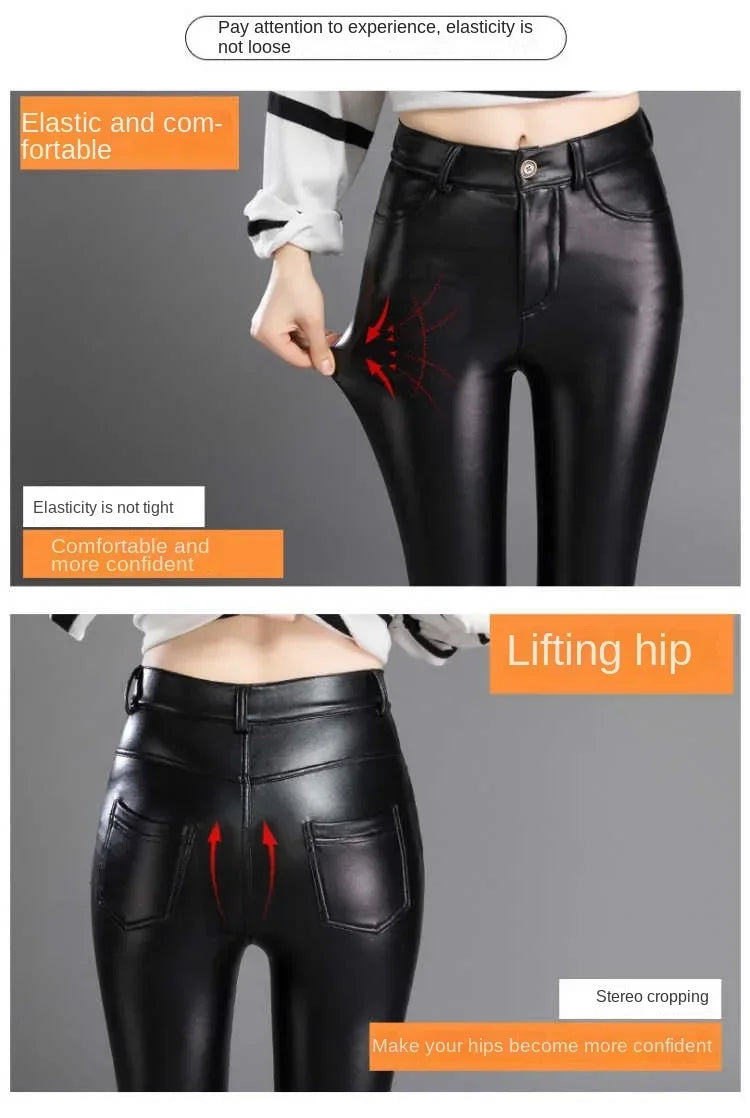 Women Winter Leather Leggings