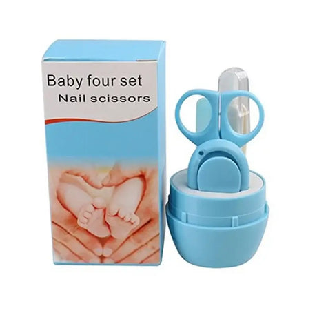 Newborn baby nail scissors in light blue packaging, designed for safe and gentle nail trimming.