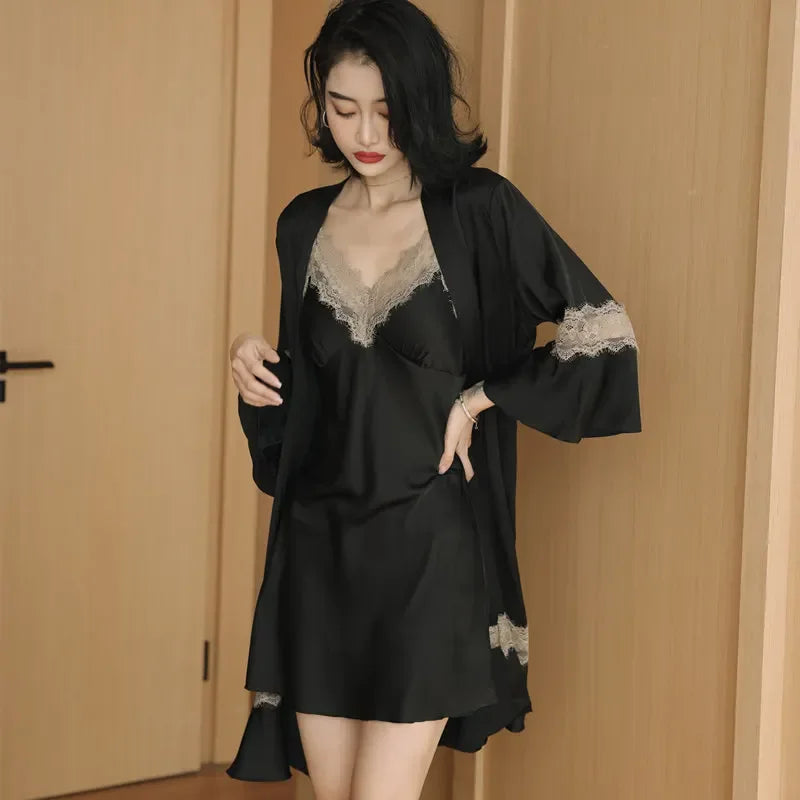 Women Ice Silk Nighty Pajamas