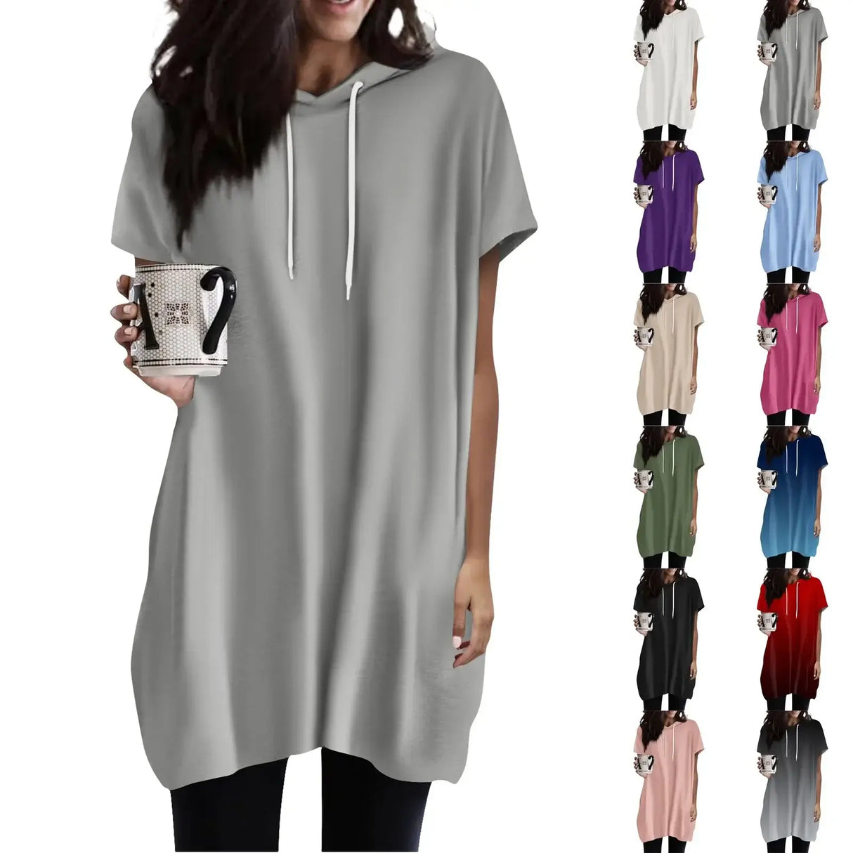 Women Oversized Short Sleeve Hoodie