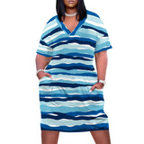 Women Sunflower V-Neck Beach Dress