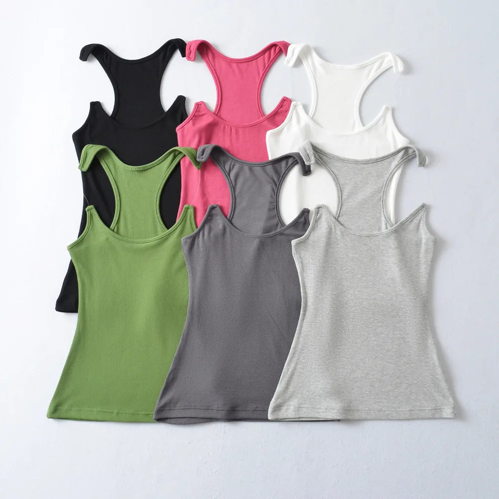Women Ribbed Strap Tank Top