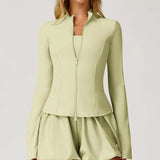 Women's Standing Collar Long Sleeve Yoga Jacket – Summer Training Top