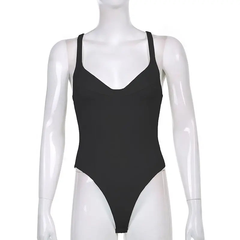 Retro Sleeveless Women's Bodysuit – Chic Slim Bodycon Summer Top