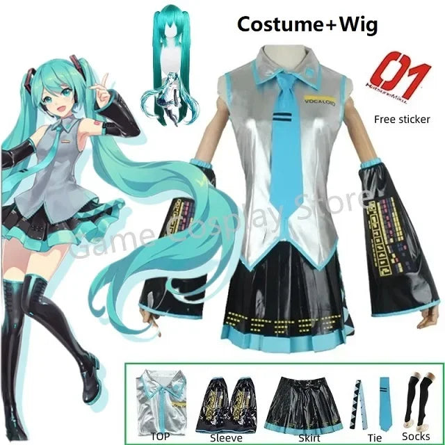 Hatsune Miku Silver Leather Cosplay Costume