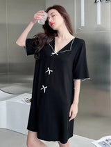 Women Oversized Pajama Dress Short Sleeve Loungewear