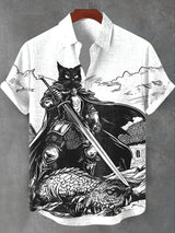 Men’s Funny Cat Lapel Shirt