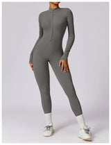 Women Fitness Zipper Long Sleeve Jumpsuit