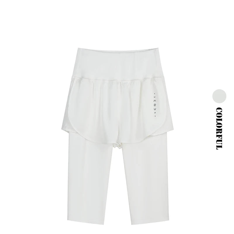 DRUR Knee-Length 2-in-1 Women's Yoga Shorts – High Waist Summer Gym Pants