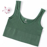 RibSculpt™ seamless ribbed camisole in green, perfect for fitness, made from nylon and spandex, designed for women.