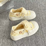 Women Canvas Shoes Thick Sole White Sneakers