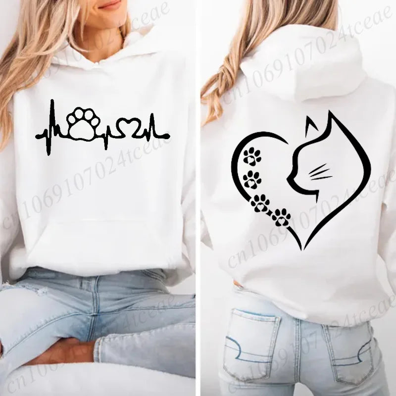 Cat Heart Graphic Hoodie